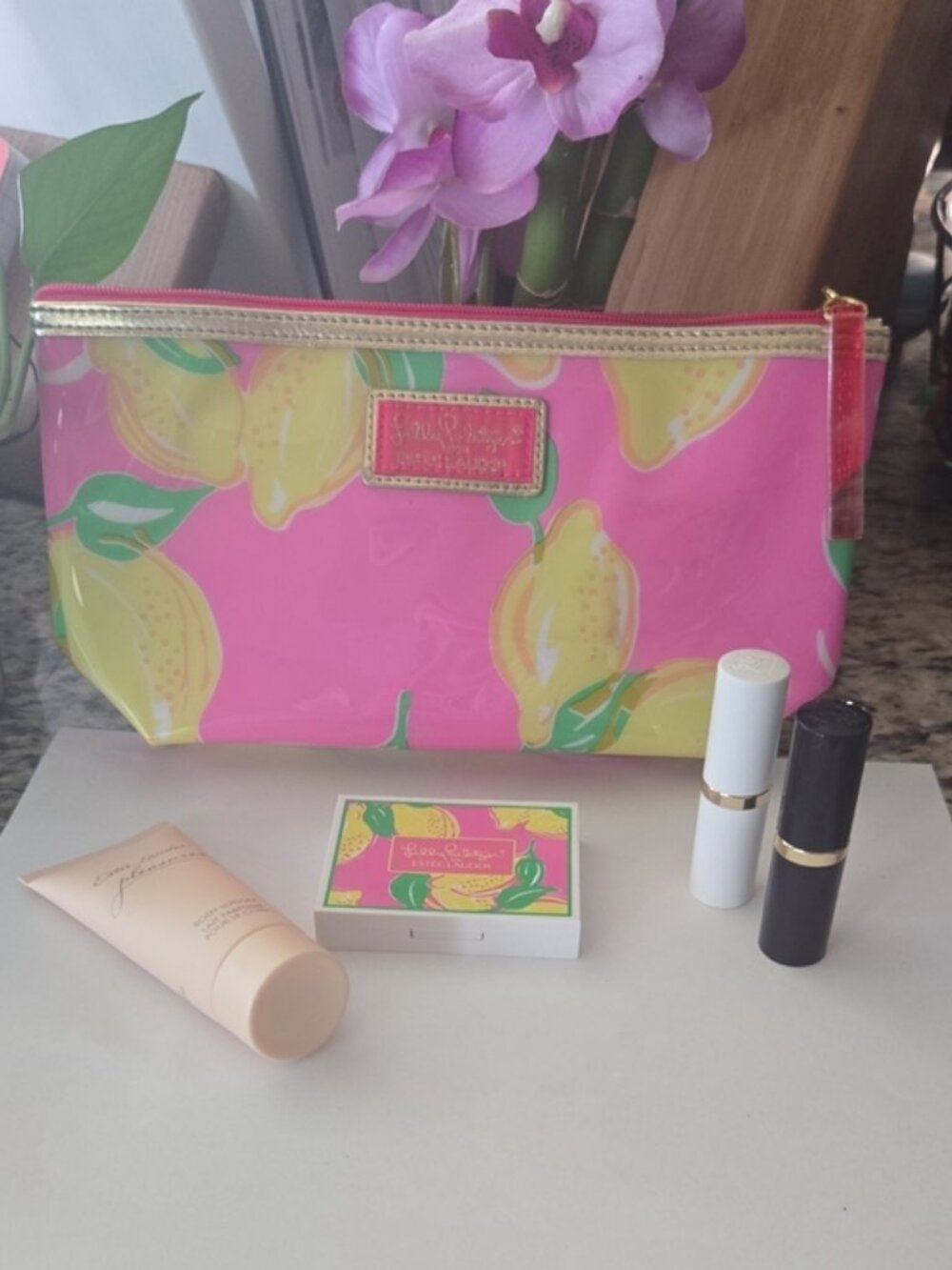 Lilly Pulitzer For Estee Lauder Makeup / Cosmetic Bag & 4-Piece Set NEW